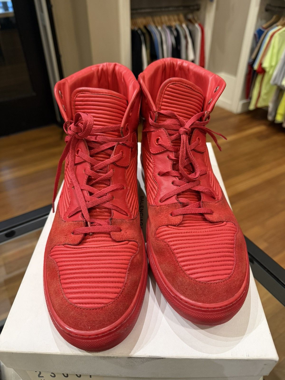 Balenciaga Balenciaga Cotes Pleated Leather High - Red Size US 11 / EU 44 - 5 Thumbnail
