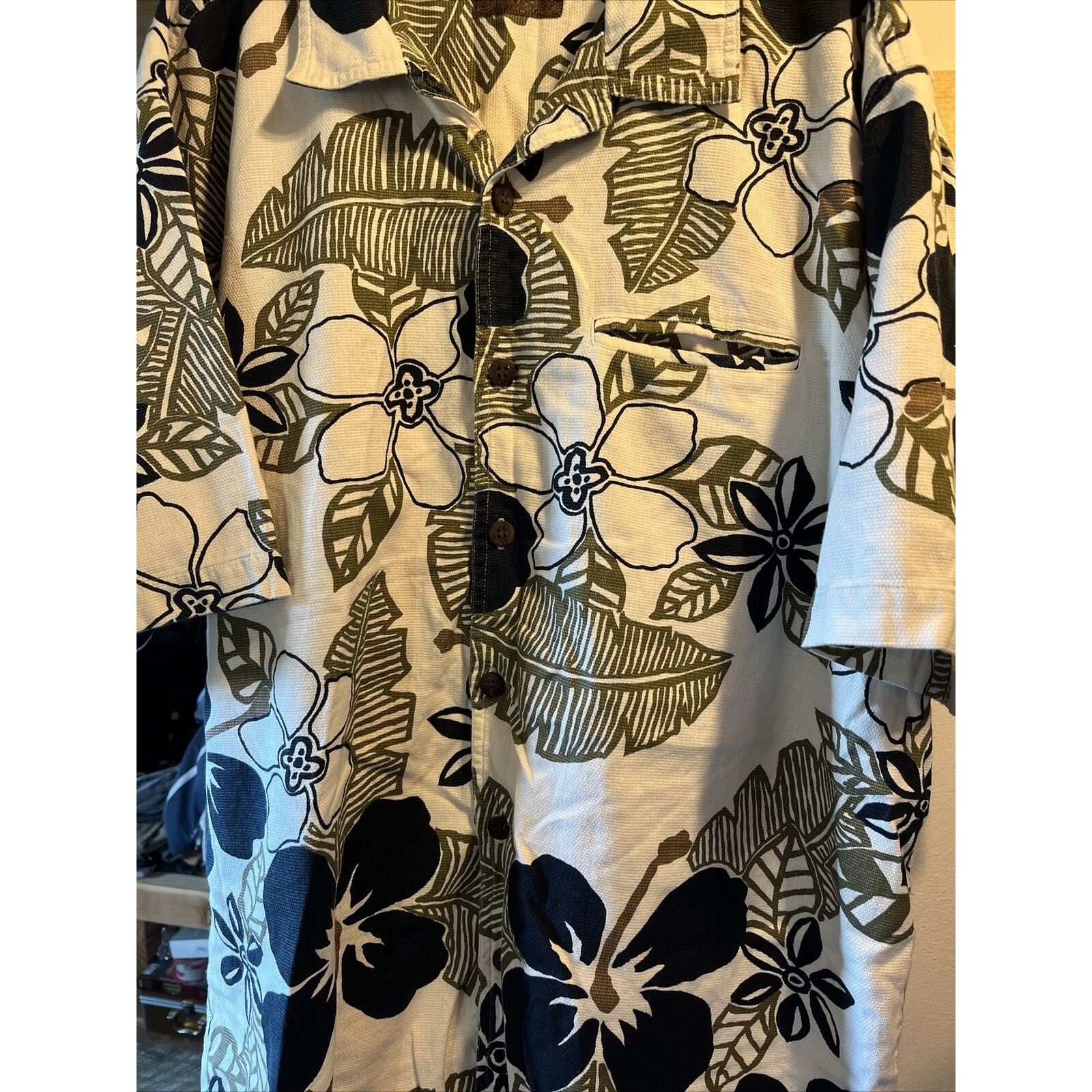 Bullhead Denim Co. Bullhead Vintage Men's XL White Black Cotton Hawaiian Shirt Size US XL / EU 56 / 4 - 8 Thumbnail