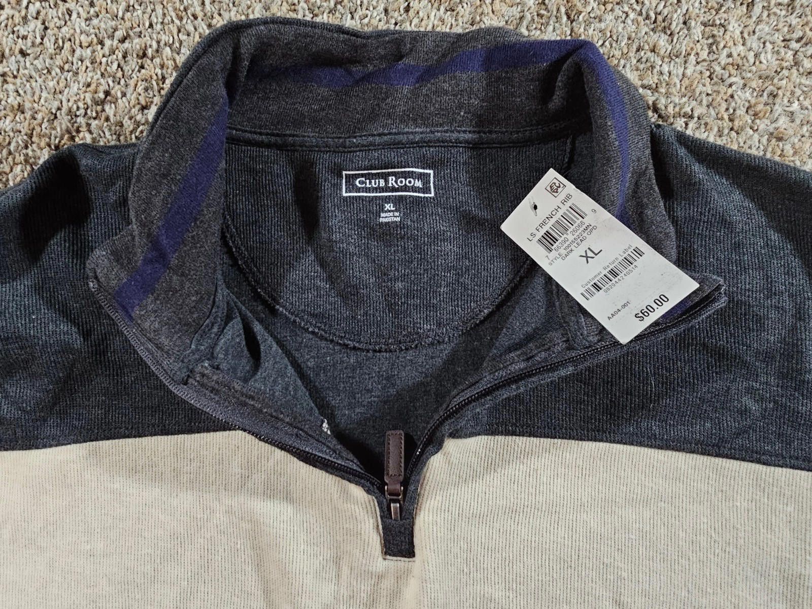 Club Room Club Room Mens French Rib 1/4-Zip Sweater Multicolor XL NWT Size US XL / EU 56 / 4 - 2 Thumbnail