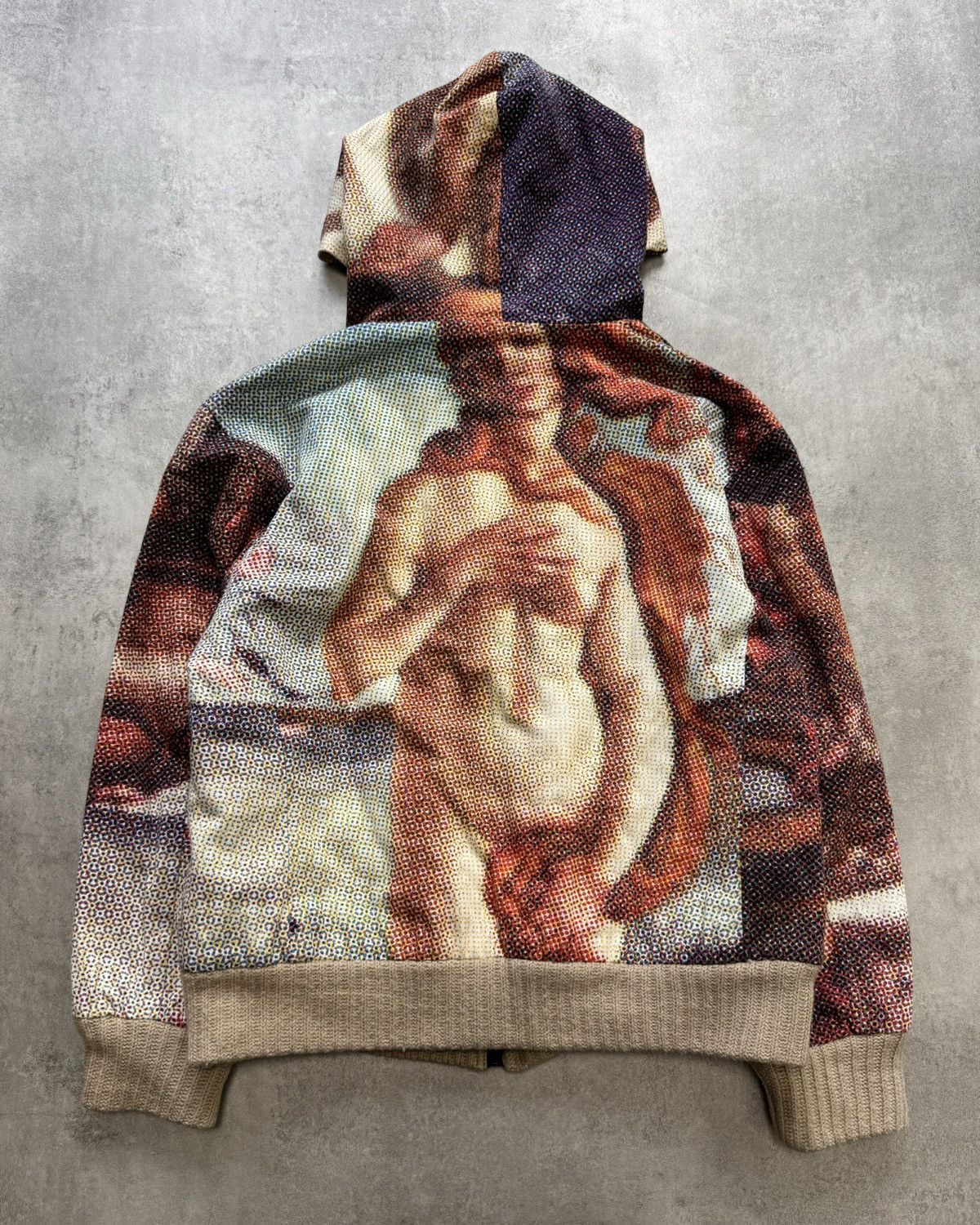 image of Archival Clothing x Dolce Gabbana 1990S Dolce & Gabbana Venus Pixel Zipped Hoodie, Men's (Size XS)