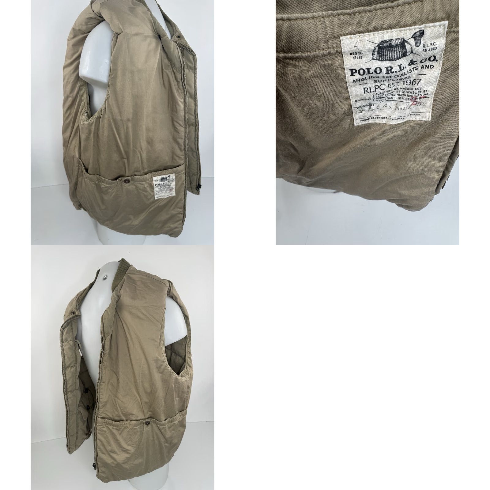 Polo Ralph Lauren VINTAGE Polo Ralph Lauren Vest Quilted Angling Fishing Ranch Hunting XL / XXL Khaki Greenish Beige 2XL Mens Quilted 90s Style Size US XXL / EU 58 / 5 - 9 Thumbnail