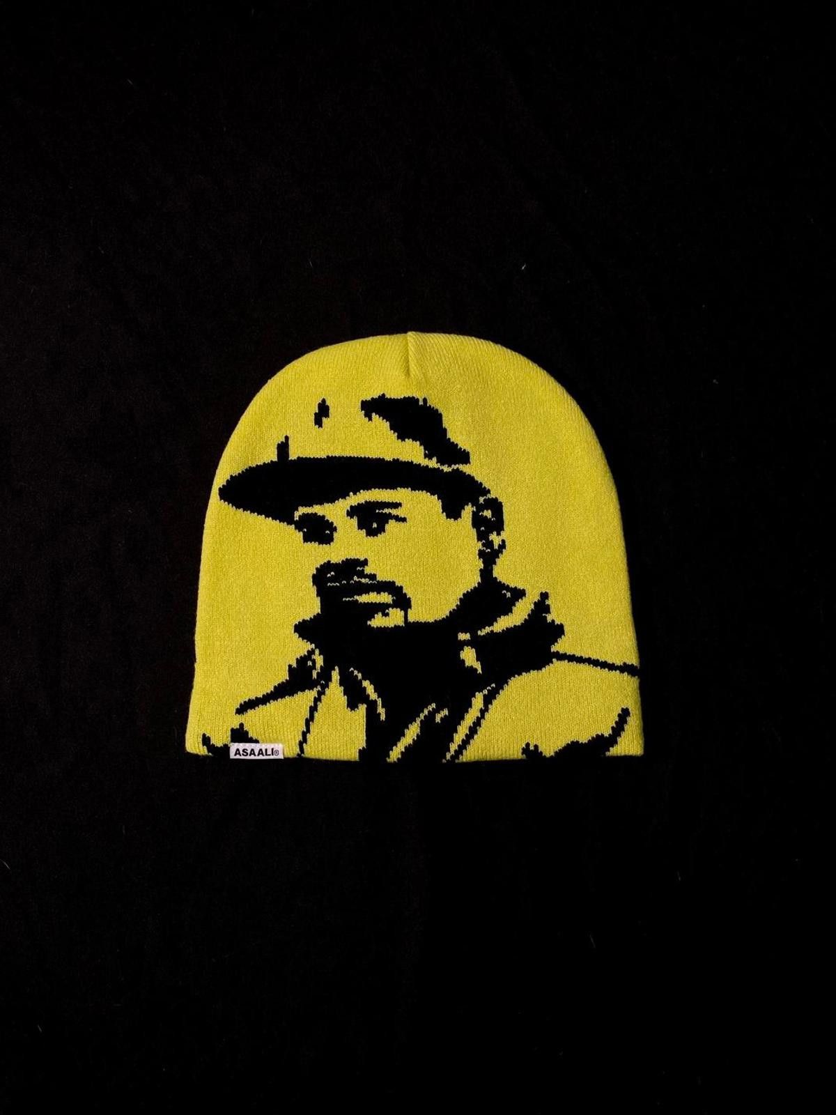 Asaali Rare Asaali Cartel Skully No Cuff Knit Yellow Beanie Hats OS Size ONE SIZE - 4 Thumbnail