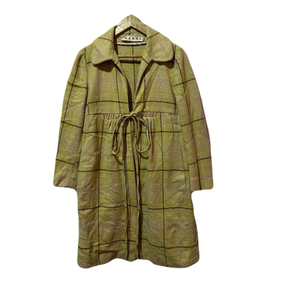 Marni MARNI Vintage Wool Check Coat Dress Italy 2000s Outerwear Size S / US 4 / IT 40 - 1 Thumbnail