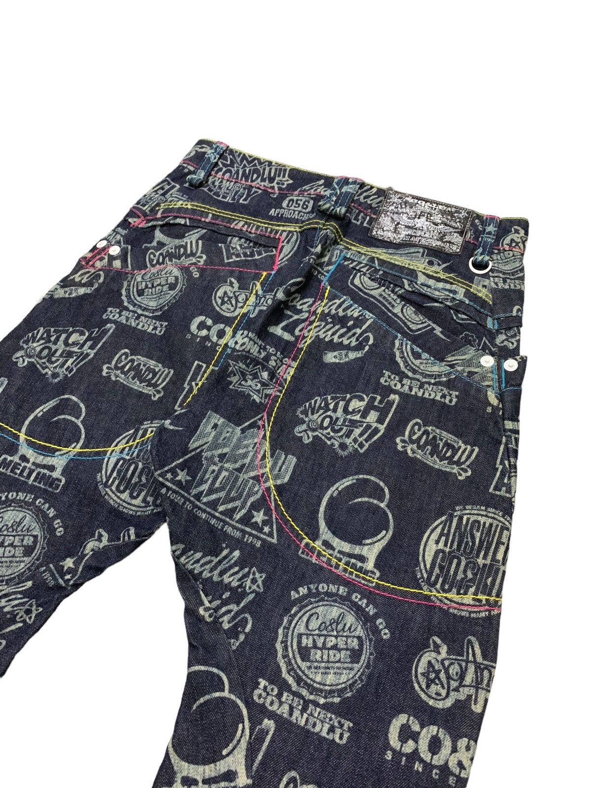 Hysteric Glamour × Japanese Brand Co & Lu Japan Drop Crotch All Over Printed Men Denim Pants Size US 29 - 14 Thumbnail