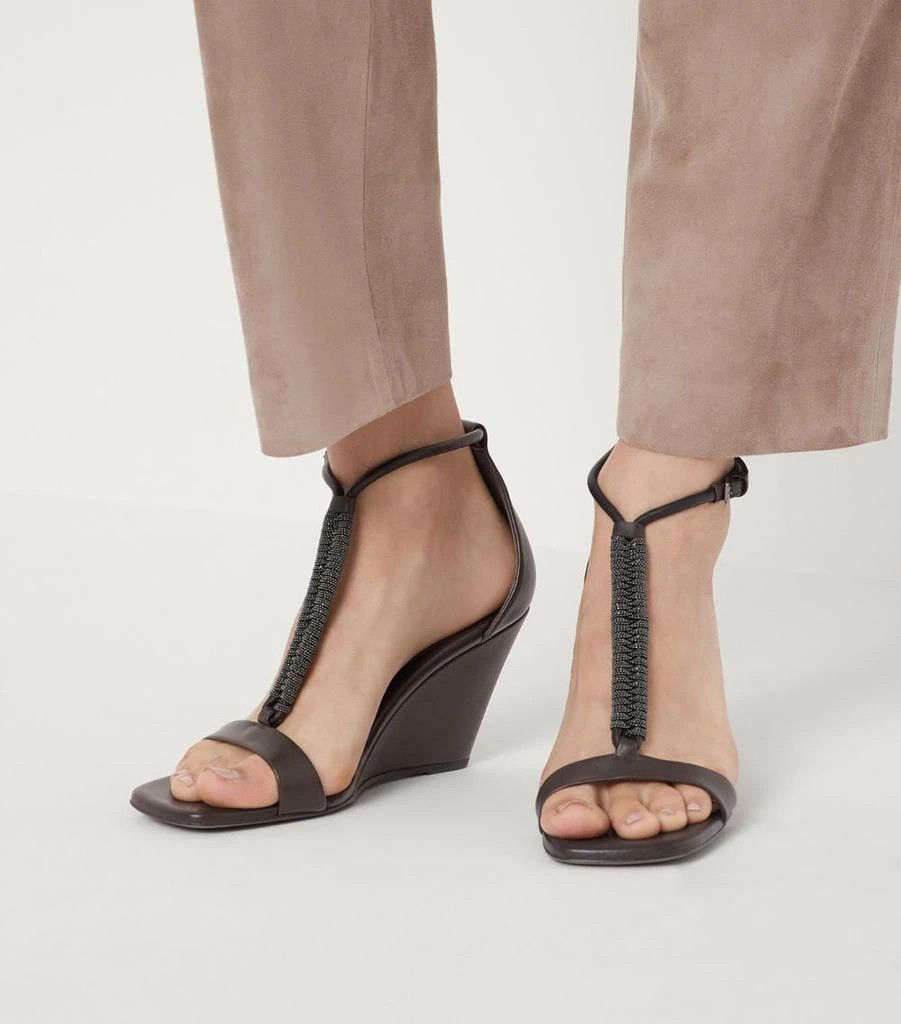Brunello Cucinelli o1y0725 Ankle Strap Leather Sandals in Dark Brown Size US 11 / IT 41 - 5 Thumbnail