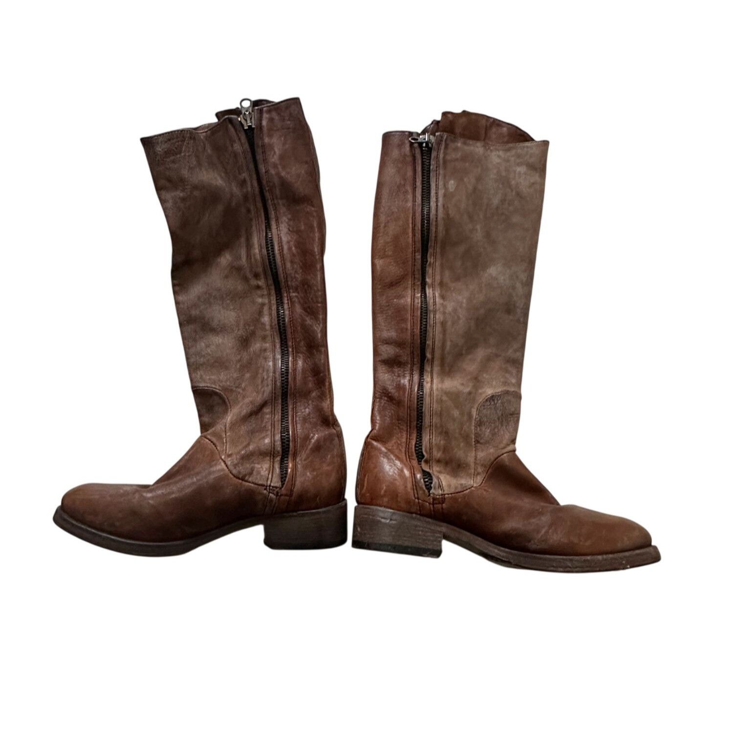 Other Nylo Distressed Leather Tall Double Zip Boots EU 39 Size US 9 / IT 39 - 3 Thumbnail