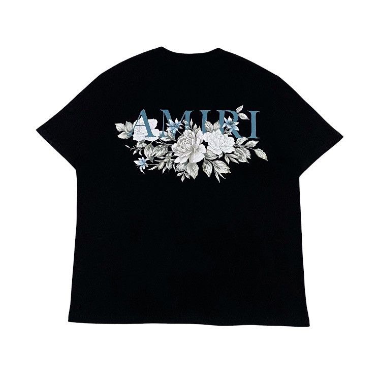 Amiri Amiri Floral Logo Black T-Shirt Size US L / EU 52-54 / 3 - 2 Thumbnail