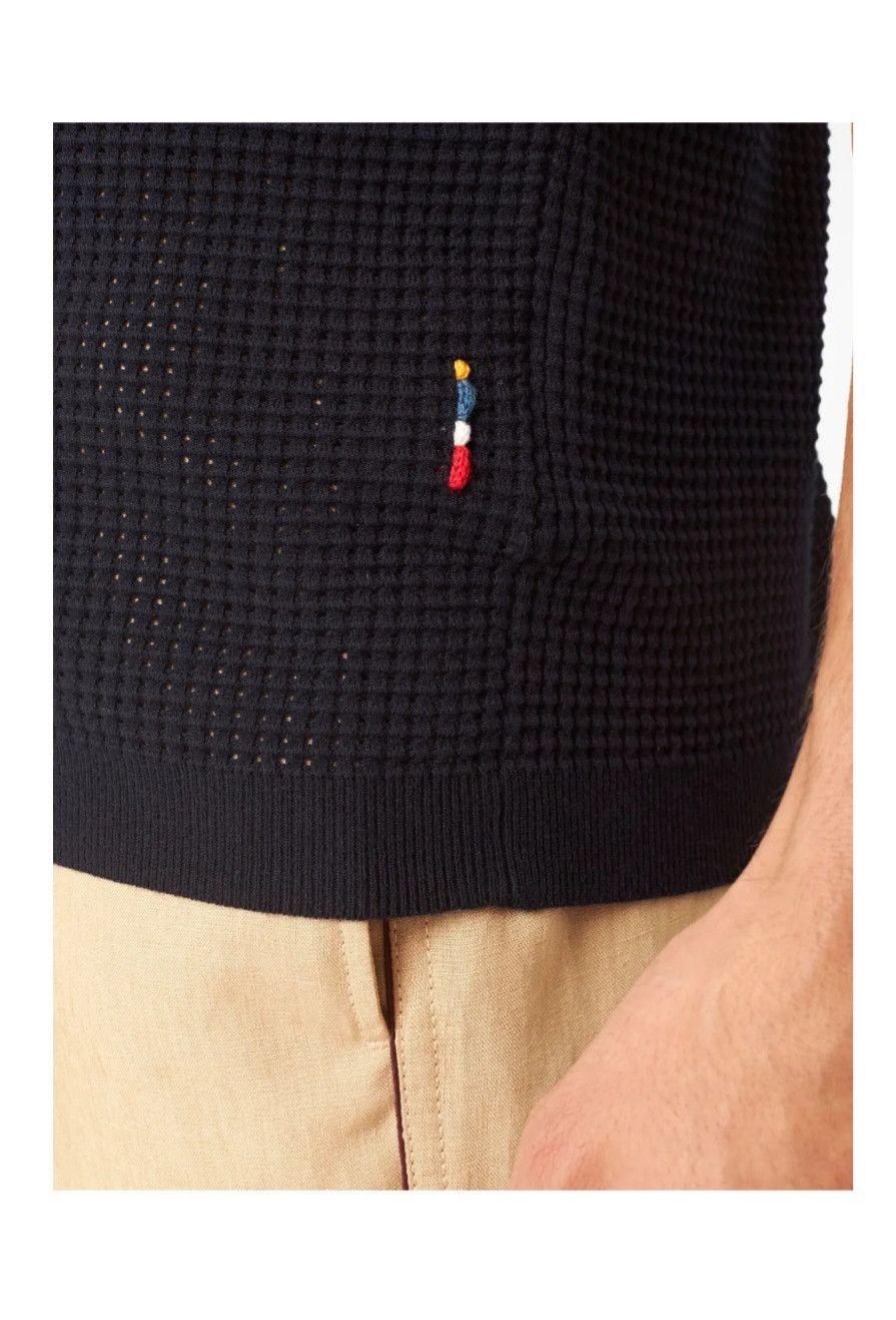 Orlebar Brown V Neck Polo Blue Size US M / EU 48-50 / 2 - 3 Thumbnail