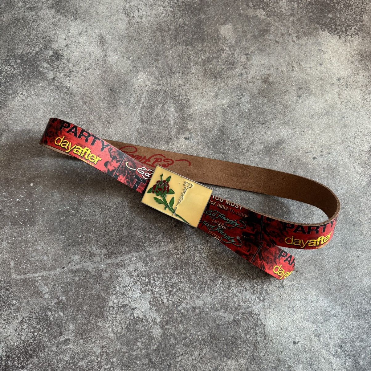 Ed Hardy 2000’s Aesthetic Vintage Y2K Leather Belt