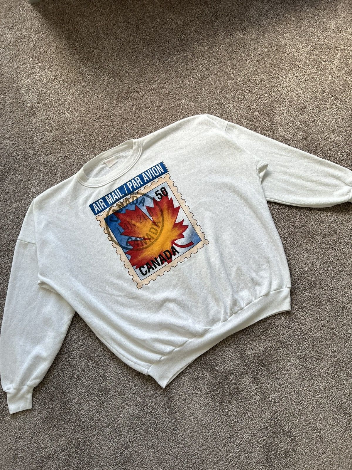 Vintage Vintage 90s Canadian Mail Stamp Sweater Size US M / EU 48-50 / 2 - 2 Thumbnail
