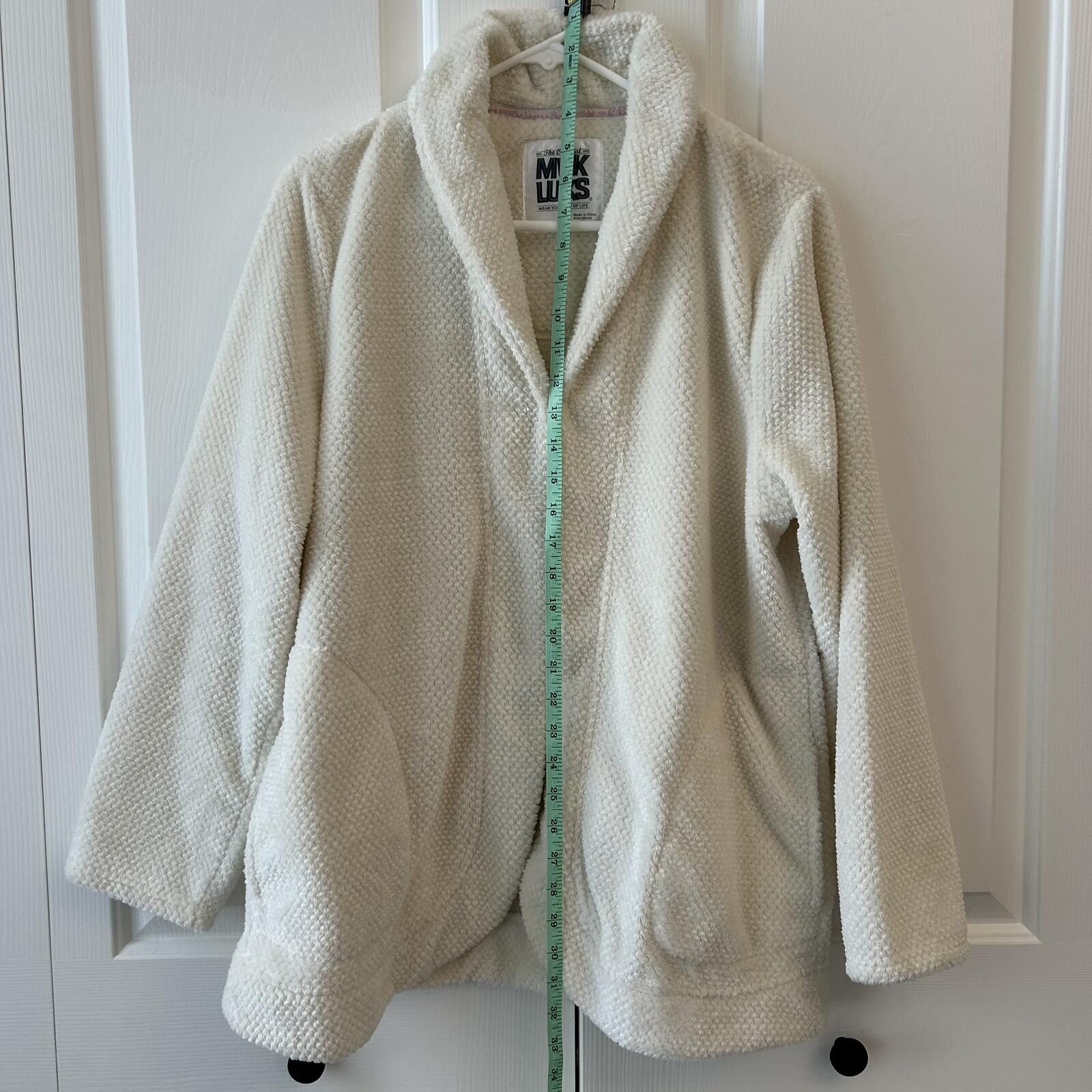 Other Muk Luks Women’s L Cream Textured Fleece Jacket Size L / US 10 / IT 46 - 3 Thumbnail
