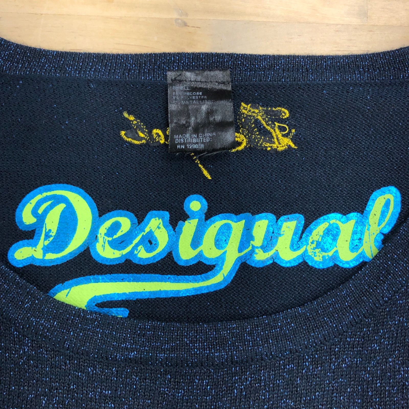 Desigual Desigual Size S Sweater Floral Embroidery Metallic Navy Blue Size S / US 4 / IT 40 - 12 Thumbnail