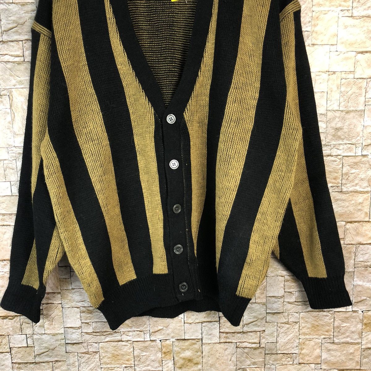 Japanese Brand Brezzey Street Brown Stripe Cardigan Knitwear #A1108 Size US L / EU 52-54 / 3 - 6 Thumbnail