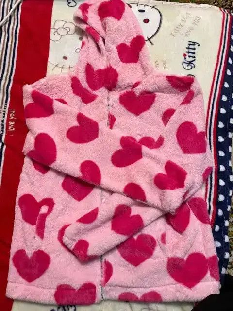 Other Heart-shaped Print Plush Jacket Women Size XL / US 12-14 / IT 48-50 - 4 Thumbnail