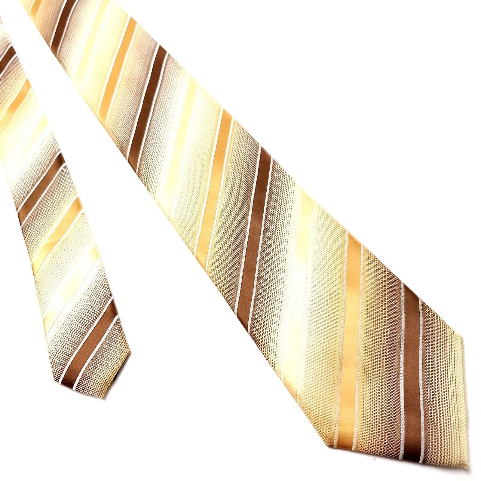 John Ashford John Ashford Beige Polyester Tie Woven Regimental Striped Size ONE SIZE - 1 Thumbnail