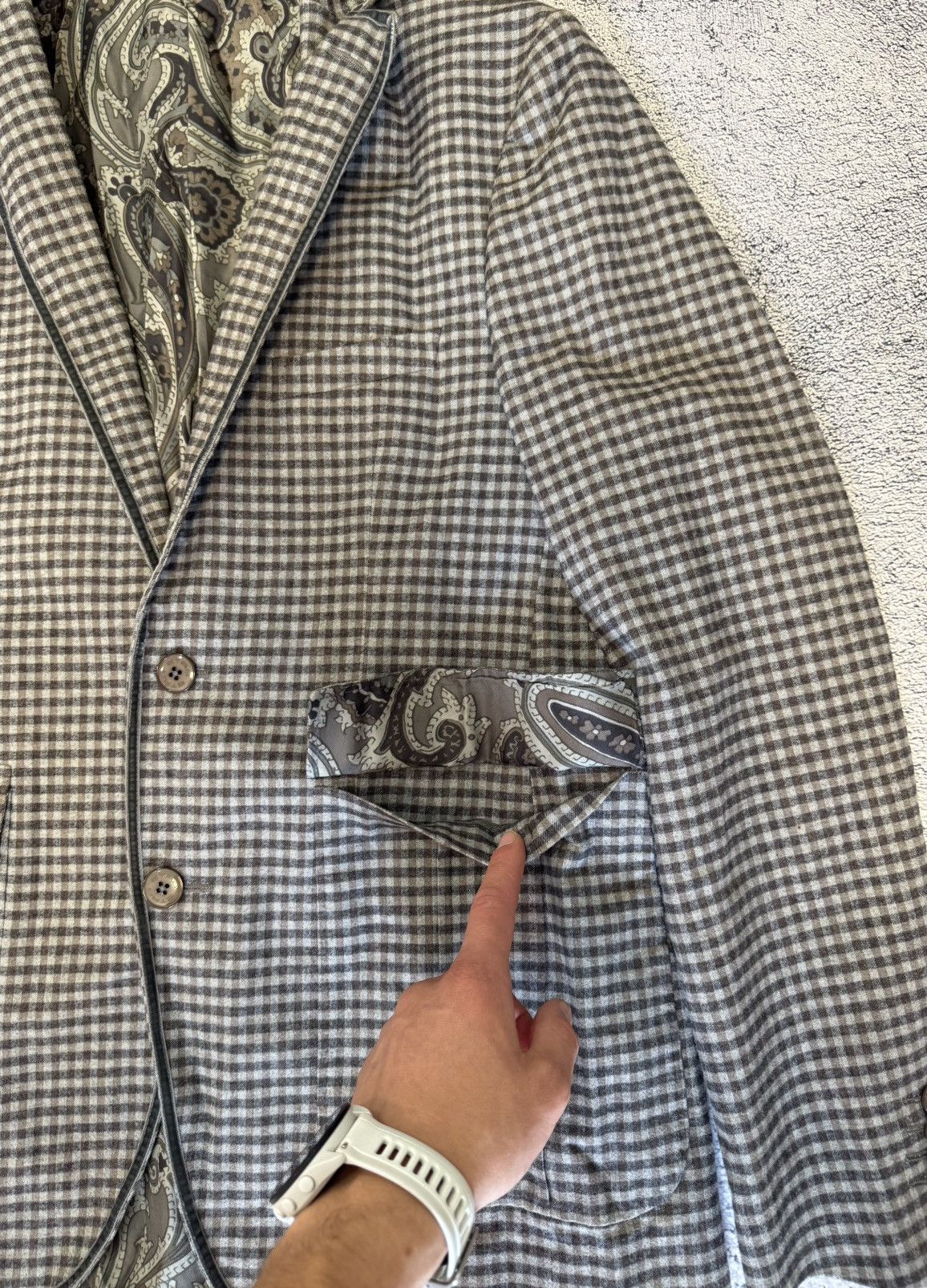 Etro ETRO Blazer 50IT40US Check Jacket Cotton Silk Paisley Lining Size 40R - 6 Thumbnail