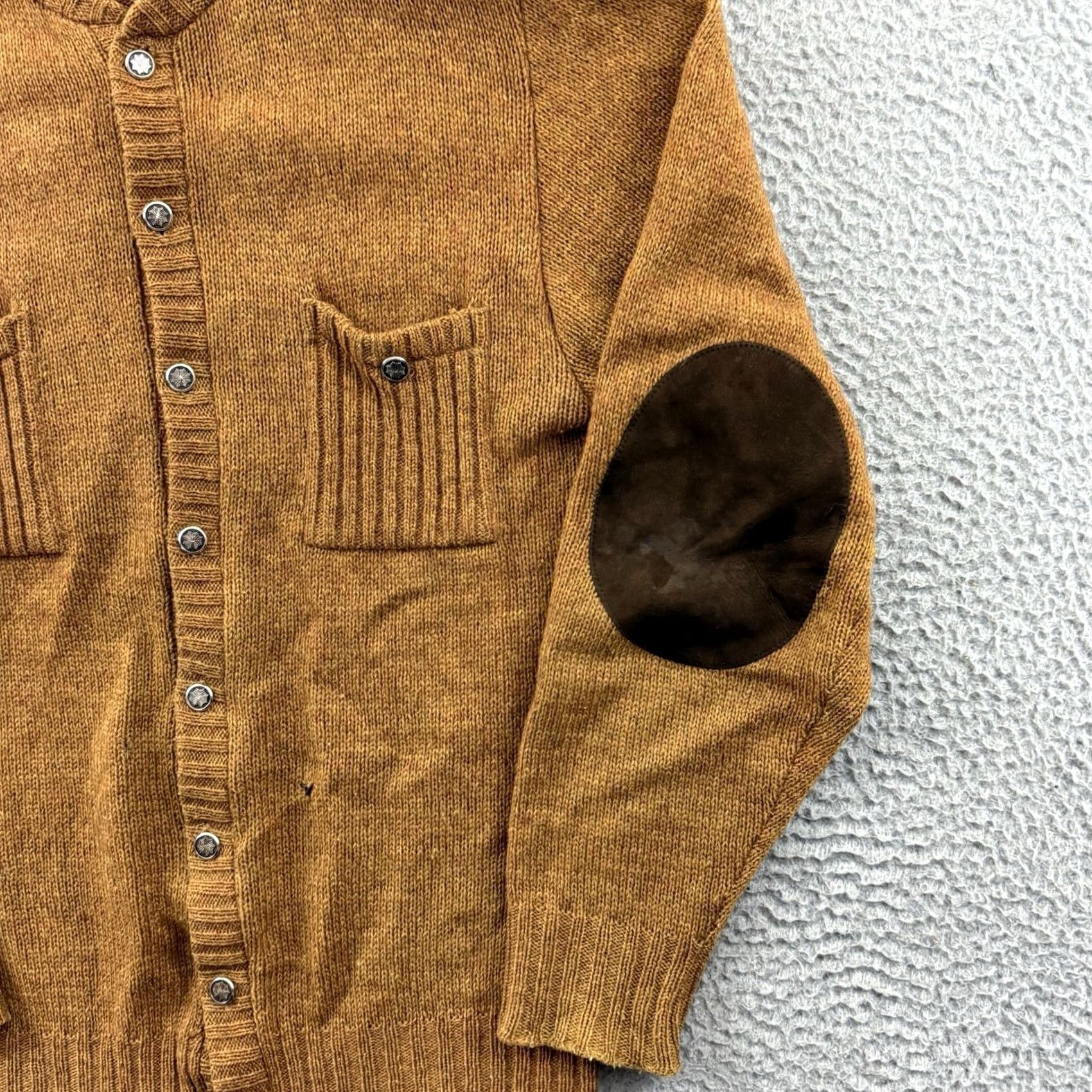 Vintage VINTAGE Brentwood Cardigan Sweater Mens Medium Brown Knit Wool Blend 50s Patch Cable-Knit V-Neck Wool Blend 50s Patch Cardigan Mens Brown Knit Size US M / EU 48-50 / 2 - 5 Thumbnail