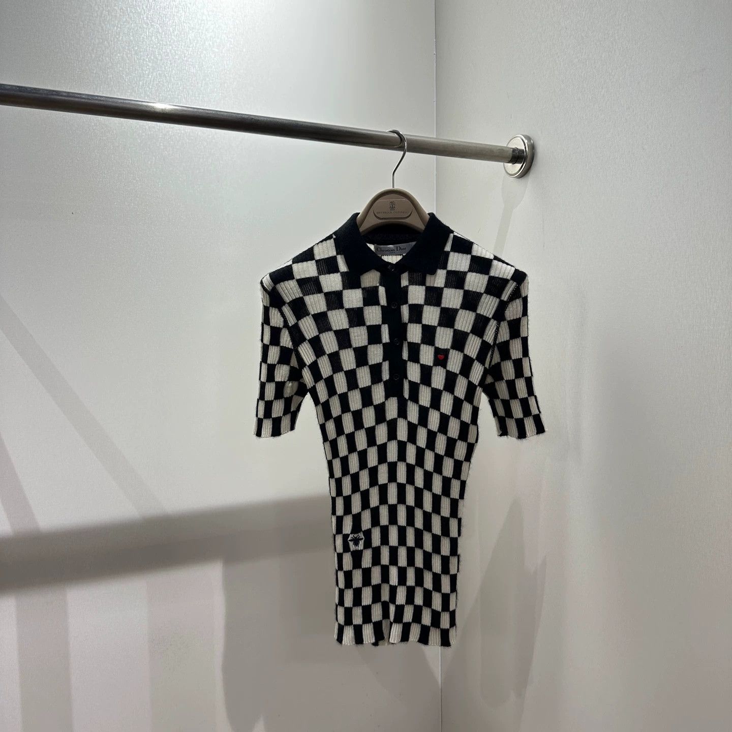 Christian Dior Monsieur Christian Dior Checkerboard Bee Cashmere Polo Shirt 38 Size S / US 4 / IT 40 - 1 Thumbnail