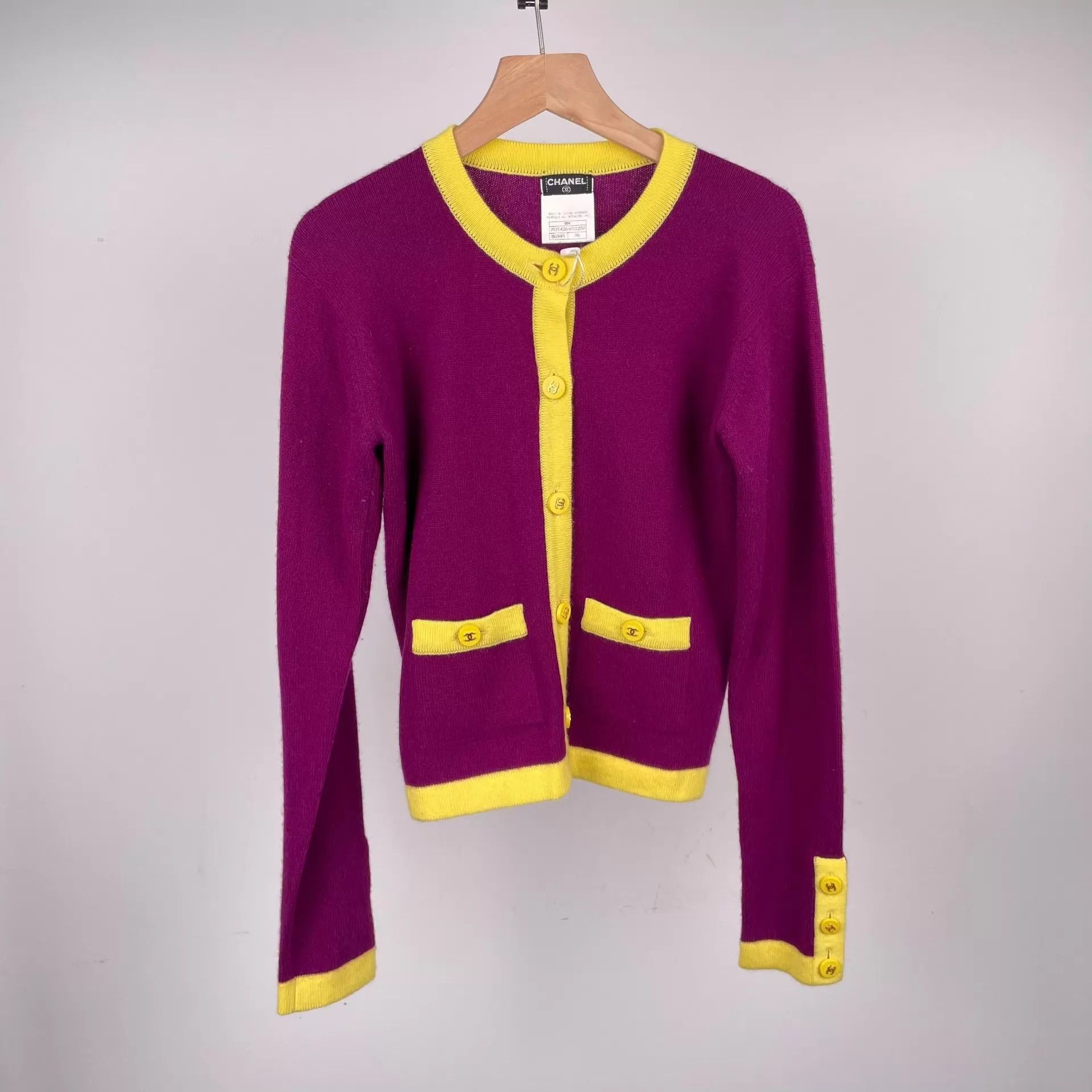 Chanel Chanel Purple & Yellow Cashmere 2-Piece Cardigan 38 Size S / US 4 / IT 40 - 6 Thumbnail
