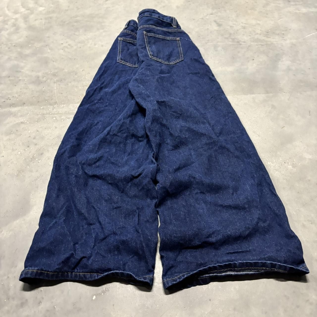 Japanese Brand × Vintage Crazy Vintage Y2K/2000s Dark Blue Wash Wide Leg Denim Jeans! Size US 26 / EU 42 - 3 Thumbnail