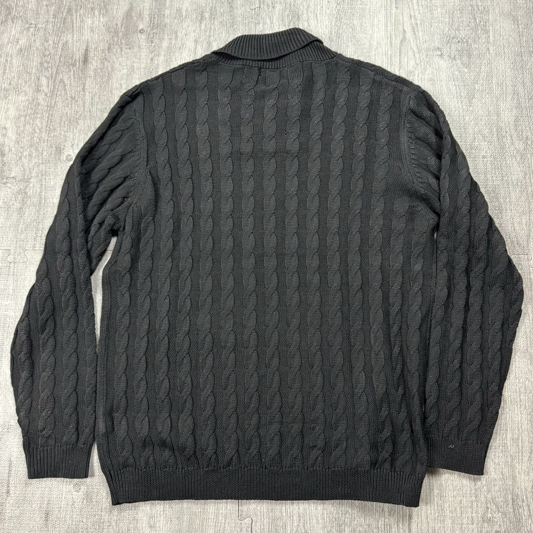 Vintage COOFANDY Men's Slim Fit Cable-Knit Sweater Pullover with Shawl Collar and Button Detail Size L Black Size US L / EU 52-54 / 3 - 5 Thumbnail