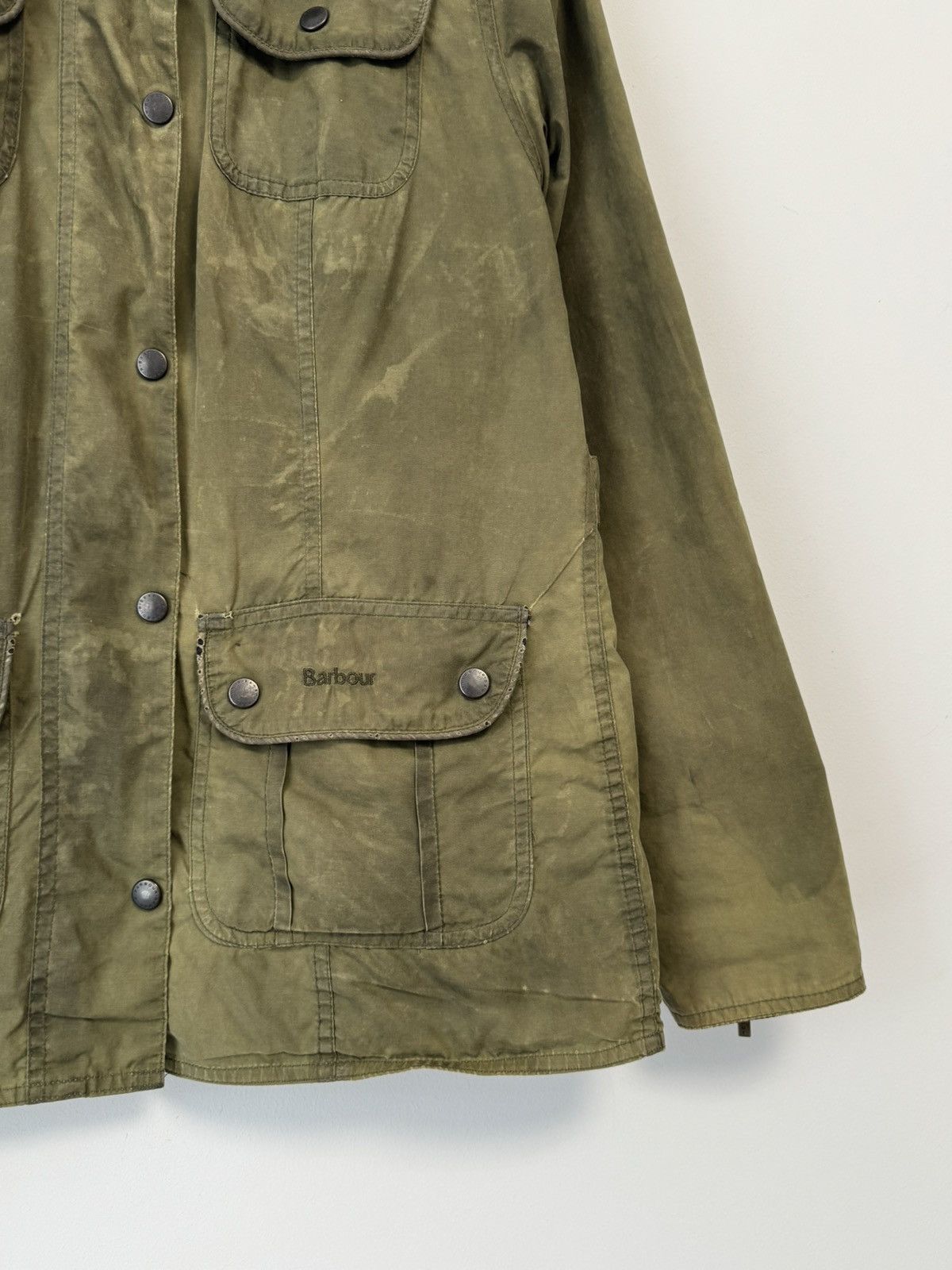 Barbour Women’s Barbour L1091 Utility Waxed Olive Jacket Wax Coat Size M / US 6-8 / IT 42-44 - 2 Thumbnail