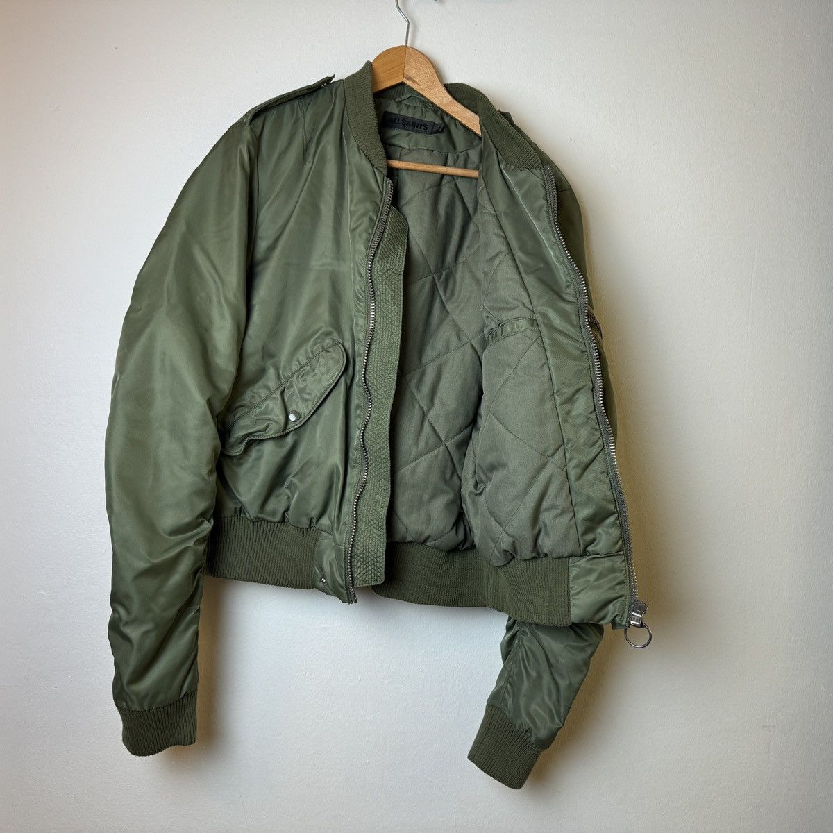 Allsaints ALLSAINTS Bomber Jacket, Green Small x Designer x Vintage Size US L / EU 52-54 / 3 - 5 Thumbnail