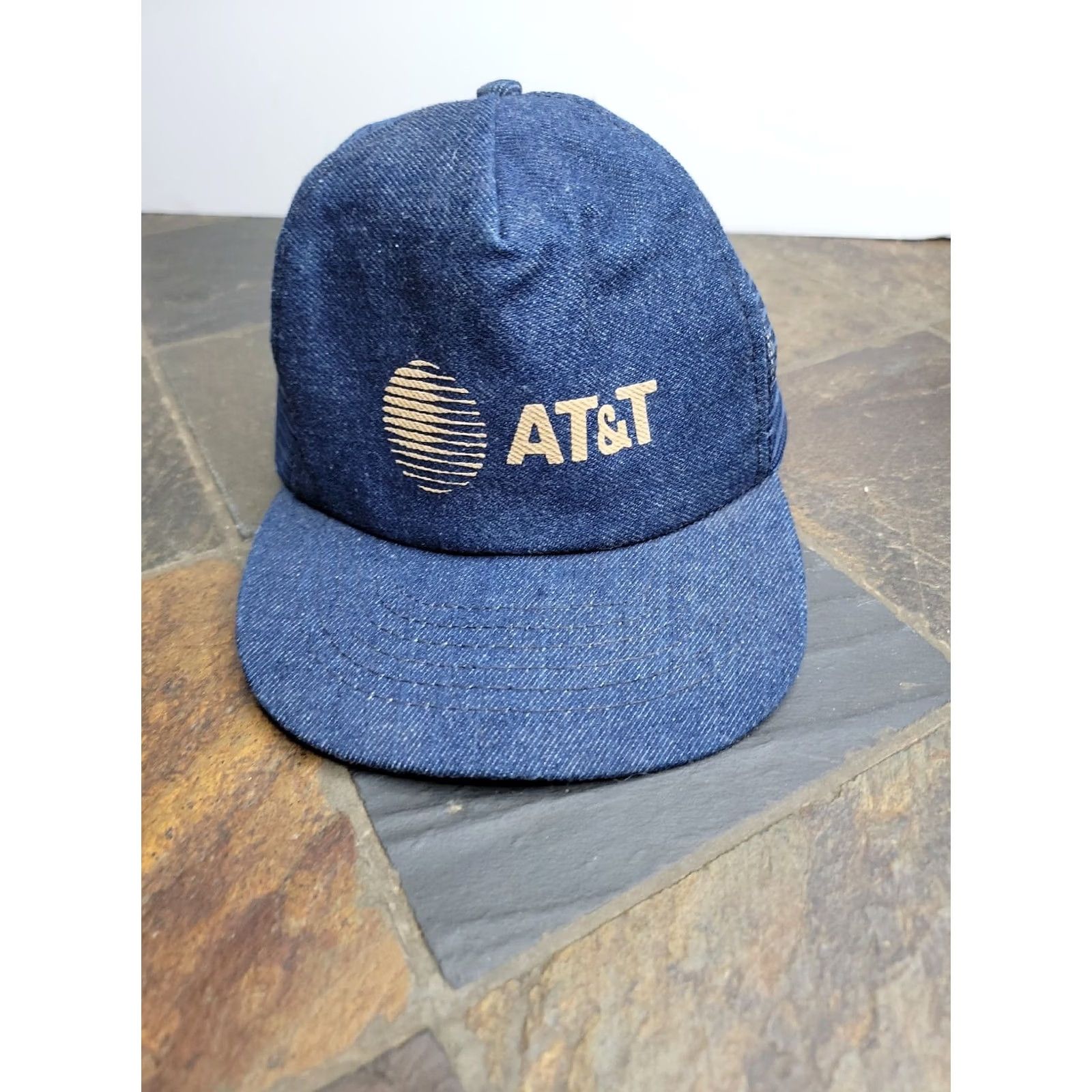 Logo 7 VINTAGE AT&T Trucker Hat USA Made Snapback Logo Hat 80s 90s Line Work Adjustable Men Blue Cotton Twill Size ONE SIZE - 6 Thumbnail