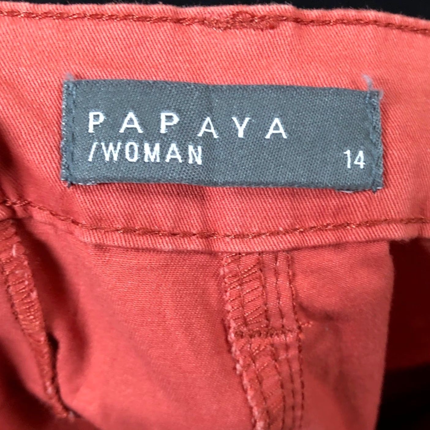 Vintage Papaya Womens Pants Blush Red High Rise Chino Straight Leg Stretch 14 Size 36" / US 14 / IT 50 - 4 Thumbnail