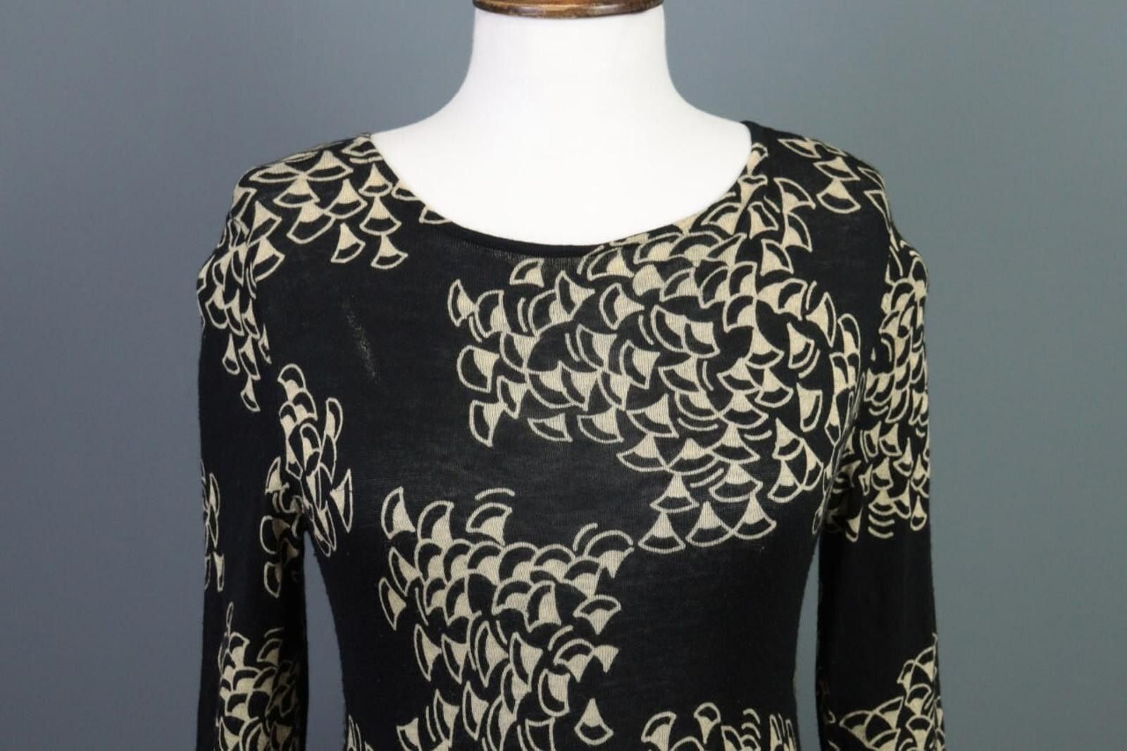 Marimekko Marimekko Black Printed Wool A-Line Shirt Dress Size XS Size XS / US 0-2 / IT 36-38 - 2 Thumbnail