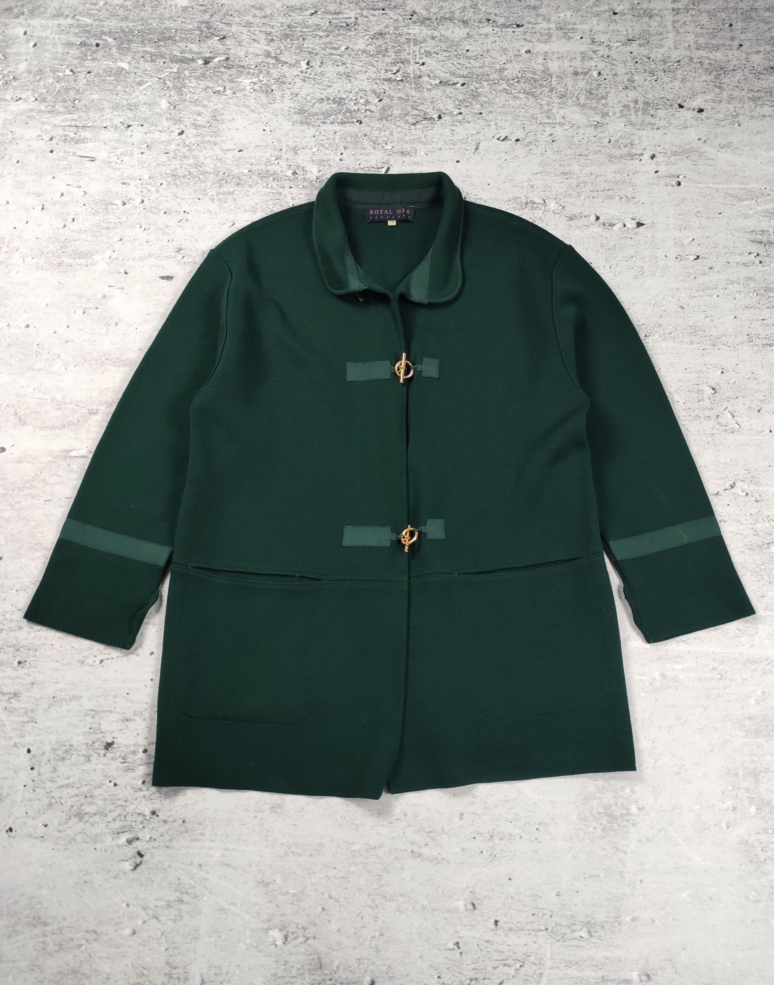 Designer × Vintage Royal Mer Bretagne women cardigan coat wool Size L / US 10 / IT 46 - 1 Thumbnail