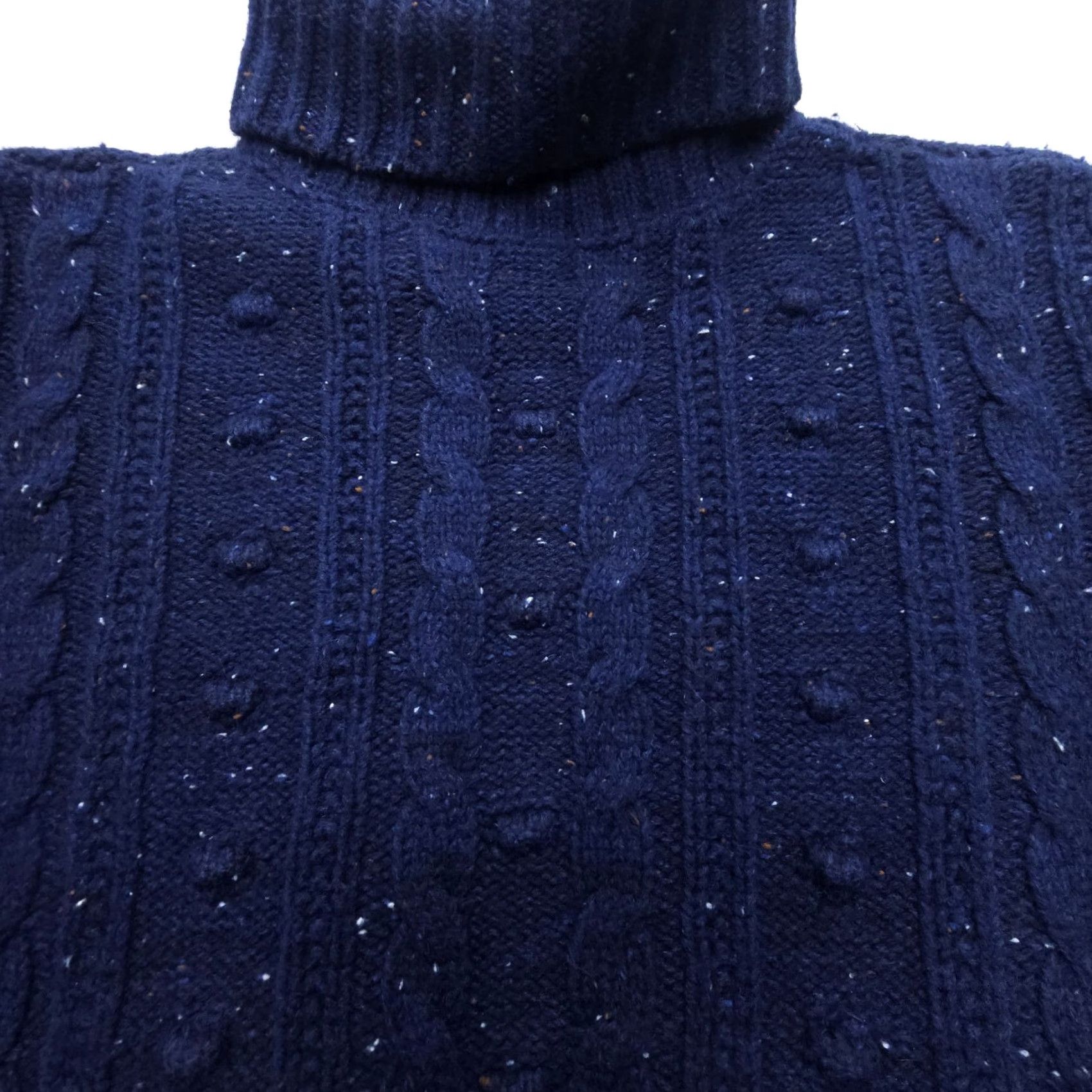 Lands' End Lands End Cable Knit Sweater Womens Medium Blue Speckle Cotton Wool Fisherman Pullover Turtleneck Casual Knit Top Mens? Size M / US 6-8 / IT 42-44 - 6 Thumbnail