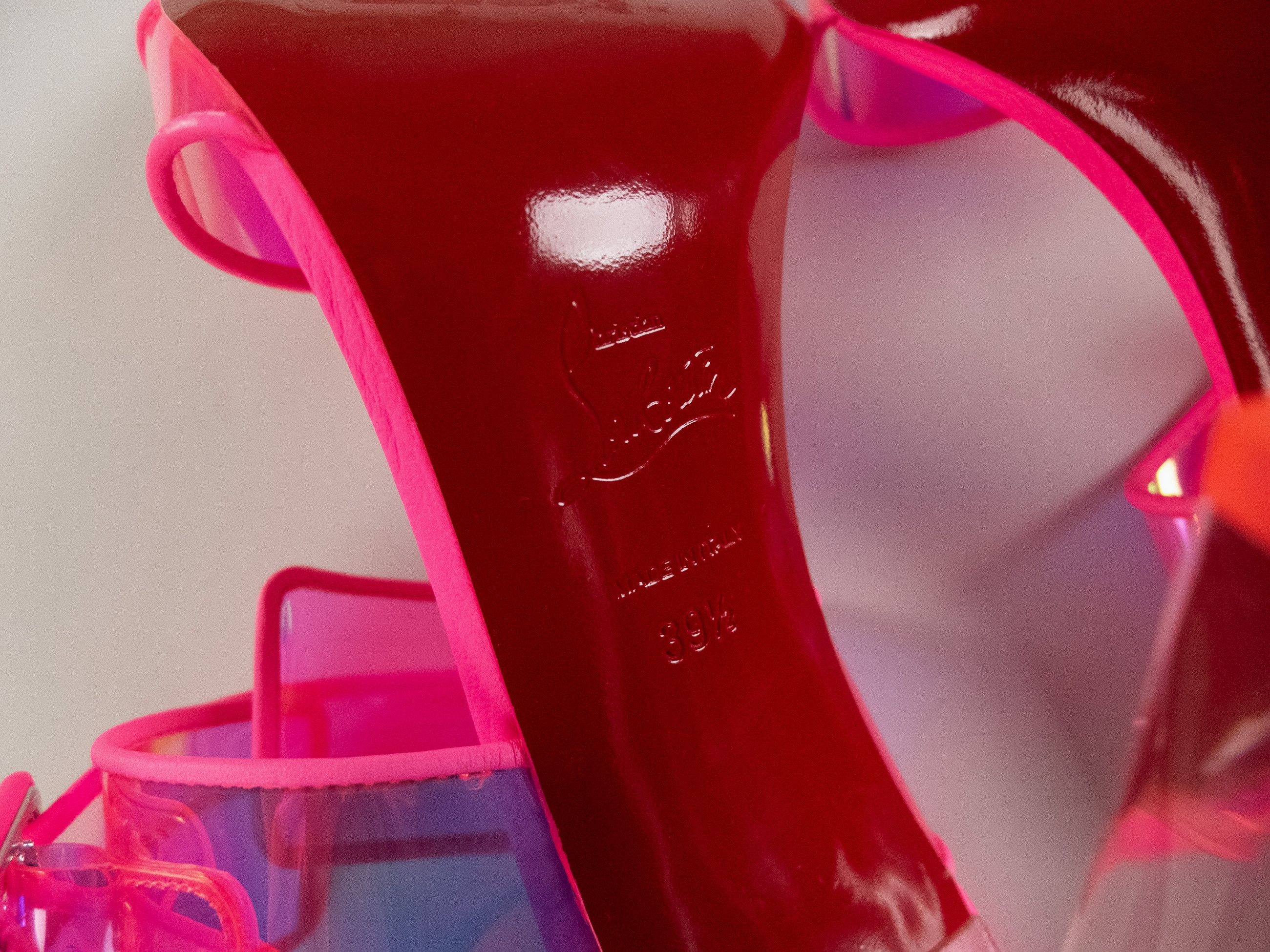 Christian Louboutin CHRISTIAN LOUBOUTIN Duniss 100 pink PVC leather trim sandals Size US 9.5 / IT 39.5 - 10 Thumbnail