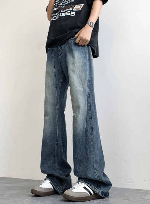 Japanese Brand American retro flared ripped jeans for men Size US 32 / EU 48 - 2 Thumbnail