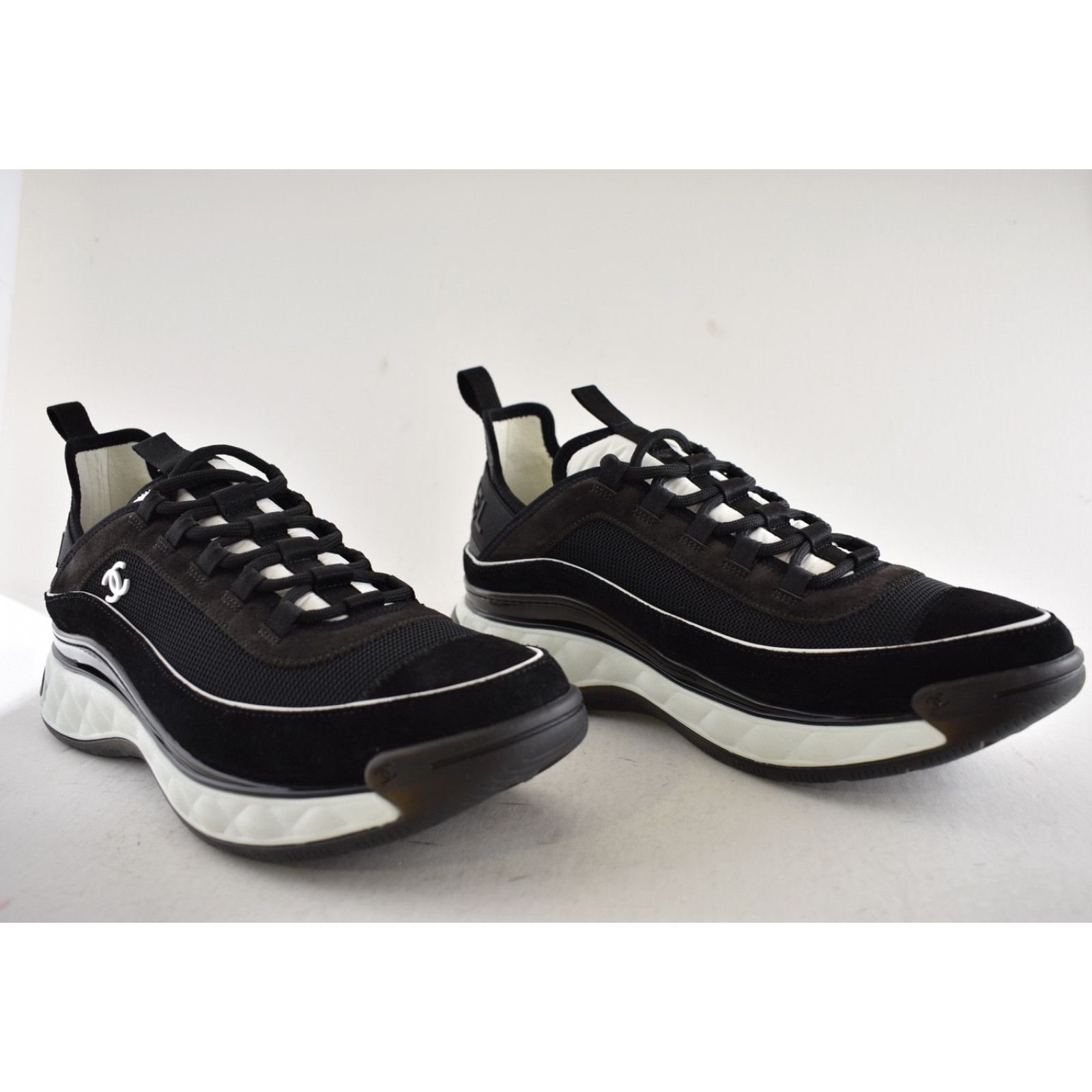 Chanel Mens CC Logo Lace Up Low Top Trainer Sneaker Size US 11 / EU 44 - 3 Thumbnail