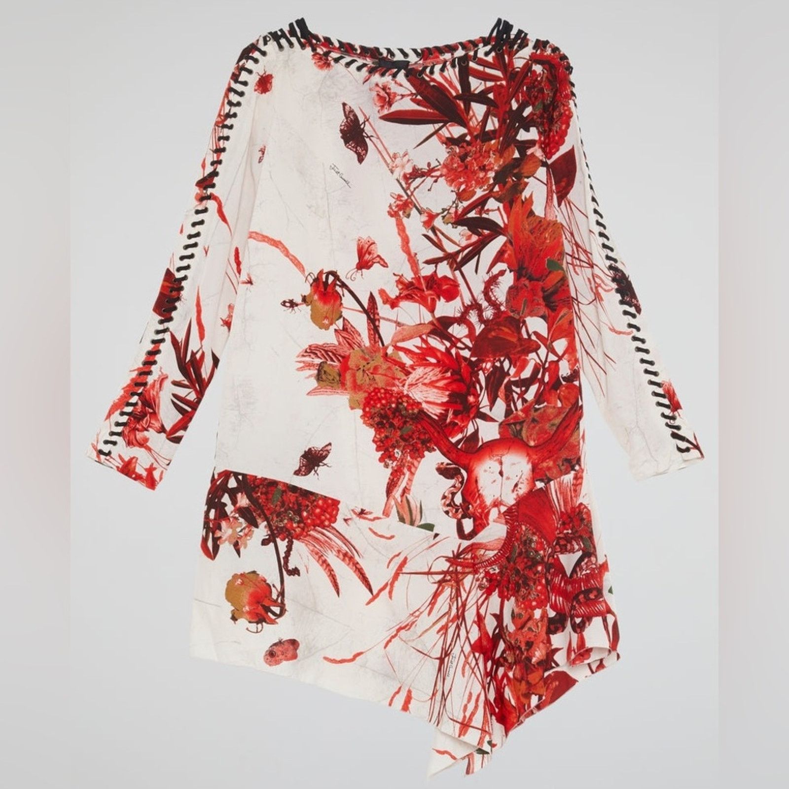 Just Cavalli JUST CAVALLI Printed Side Lace Asymmetrical Dress Red S Size S / US 4 / IT 40 - 2 Thumbnail