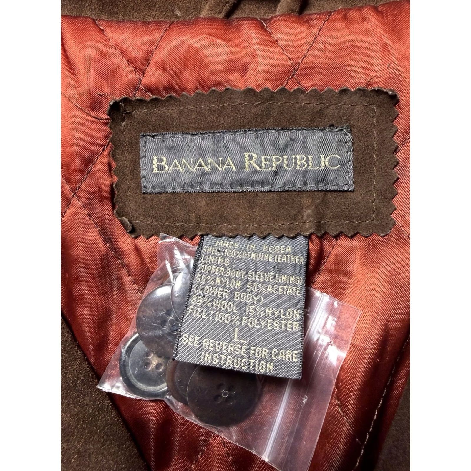 Banana Republic VINTAGE Banana Republic Leather Coat Mens Large Suede Lined Heavy Duty Bomber Jacket Brown 32 in Long 26 in Wide Men’s Regular Size US L / EU 52-54 / 3 - 7 Thumbnail