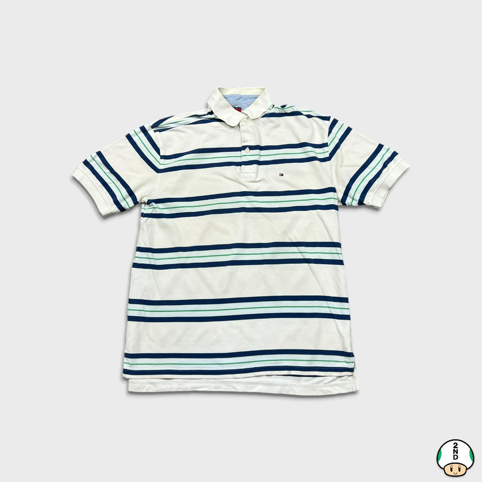 Tommy Hilfiger × Vintage Vintage 90s Tommy Hilfiger Shirt Large Striped Preppy Polo Size US L / EU 52-54 / 3 - 1 Thumbnail