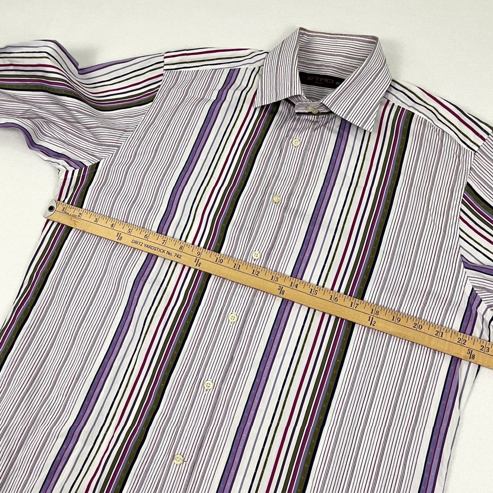 Etro ETRO Milano Shirt Sz 42 MultiColor Striped Dress Up Preppy Casual Italy L/S Mens Size US XL / EU 56 / 4 - 5 Thumbnail