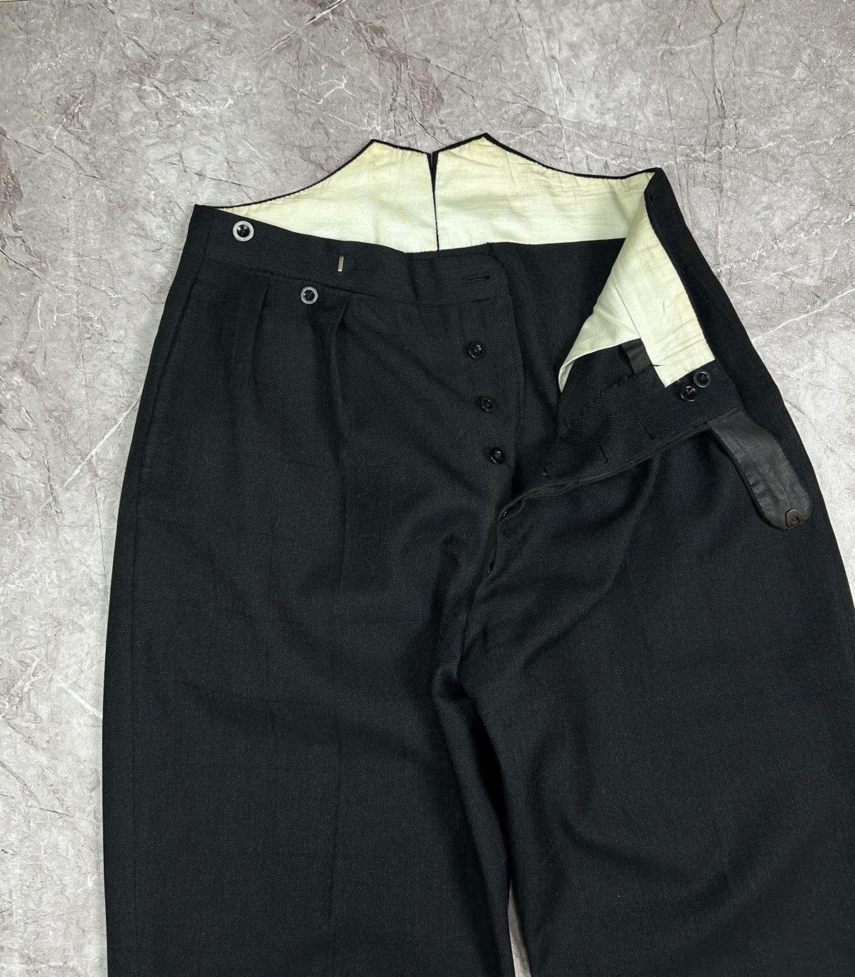 Japanese Brand Antique ≥1920s European Suspender Japanese Wool Trousers Size US 34 / EU 50 - 5 Thumbnail