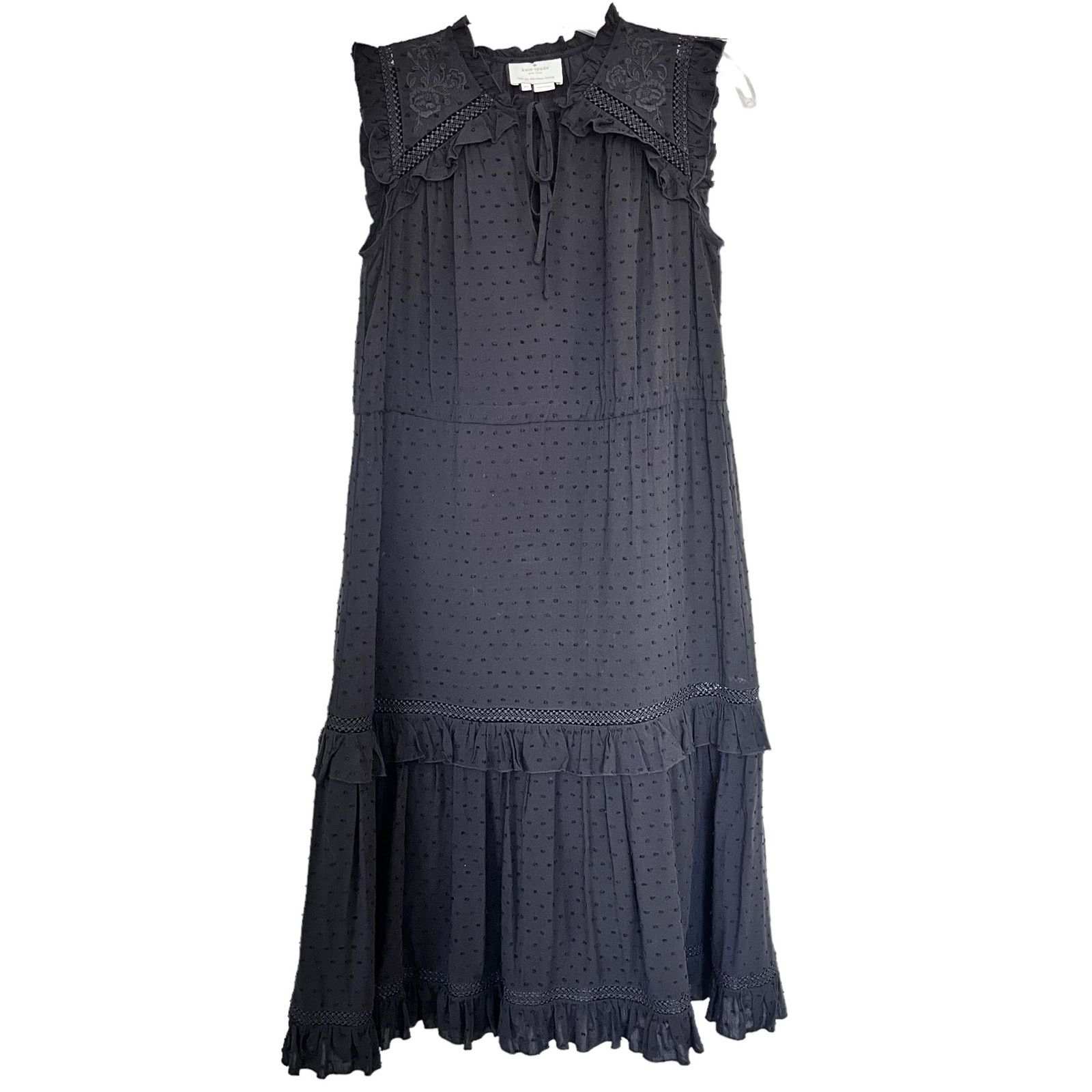 Kate Spade Kate Spade Broome Street Swiss Dot Sleeveless Black Dress Size XS / US 0-2 / IT 36-38 - 5 Thumbnail