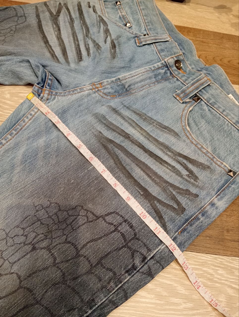 semanticdesign SEMANTIC DESIGN JAPAN BLUE WASHED SNAKE FLARED DENIM PANTS Size US 36 / EU 52 - 17 Thumbnail