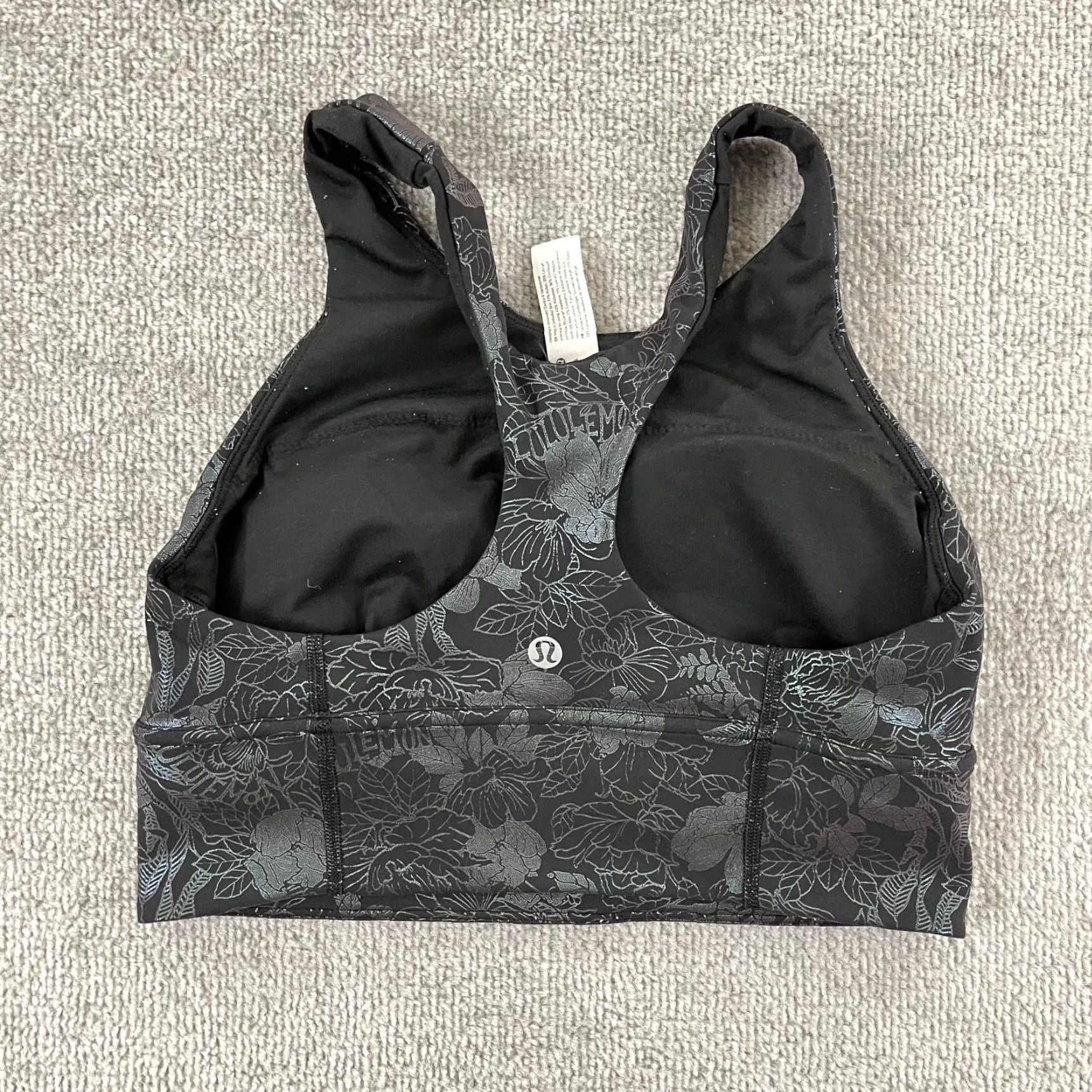 Lululemon LULULEMON Wunder Train Long Line Bra Womens Size 6 Black LW2DC0S Flourish Size ONE SIZE - 2 Thumbnail