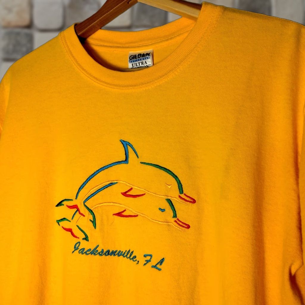 Gildan Gildan Shirt Men Medium Yellow Jacksonville Florida Dolphins Ocean Beach FL Rainbow Gold Size US M / EU 48-50 / 2 - 1 Thumbnail