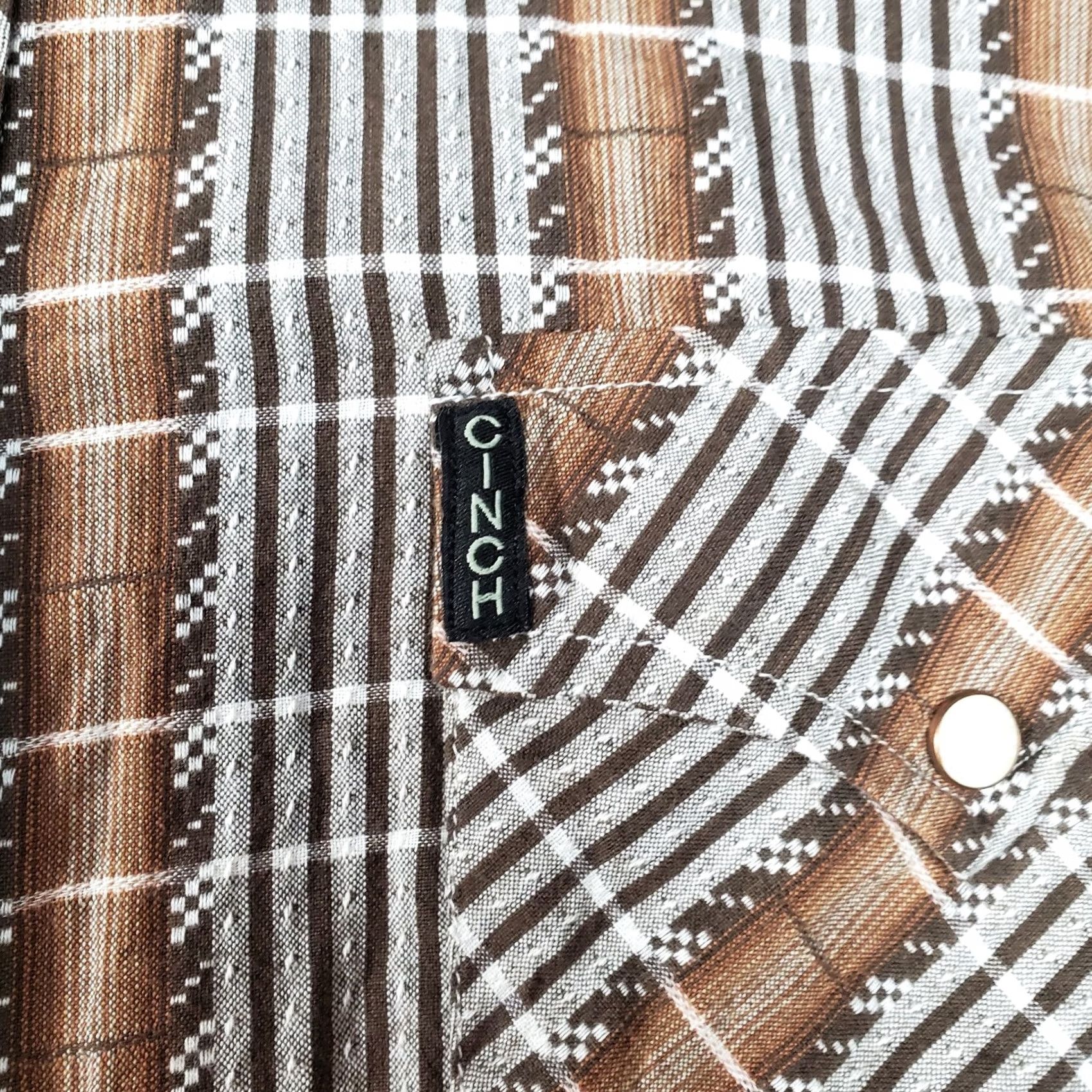 Vintage Cinch Shirt Mens XL Slim Fit Brown Geometric Pearl Snap Western Long Sleeve Shirt Size US XL / EU 56 / 4 - 4 Thumbnail