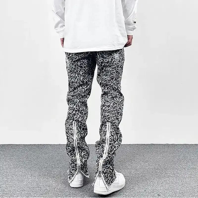 Japanese Brand × Vintage Harajuku Snake Pattern Back Zipper Hole Frayed Jeans Size US 32 / EU 48 - 2 Thumbnail