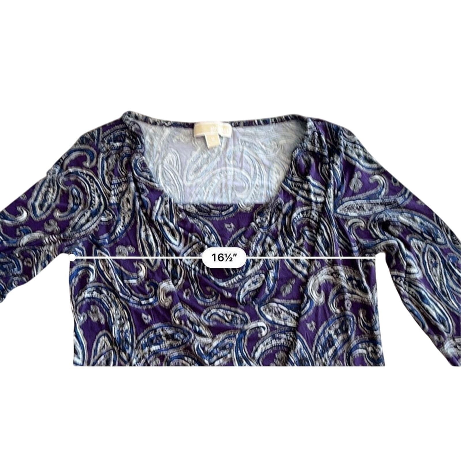 Michael Kors Michael Kors Purple 3/4 Sleeve Italian Paisley Blouse MEDIUM Size M / US 6-8 / IT 42-44 - 6 Thumbnail