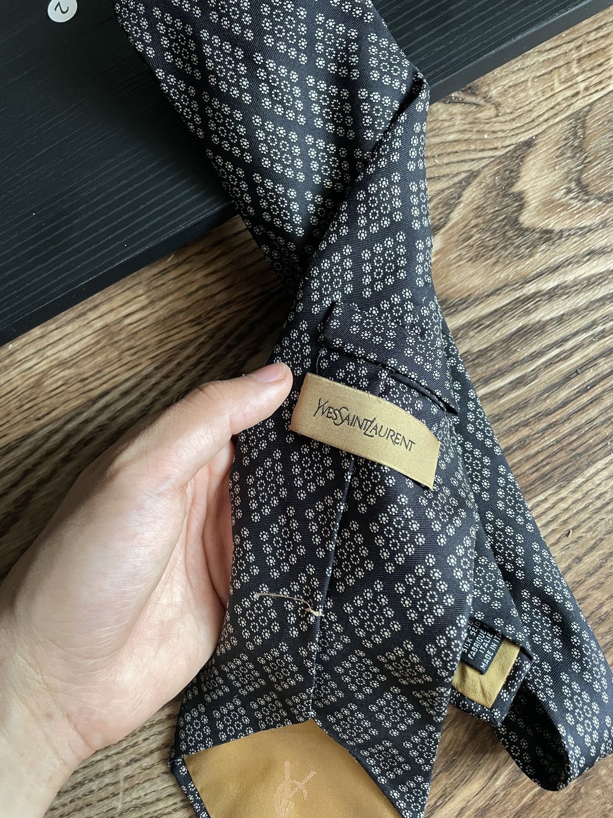 Designer × Yves Saint Laurent RARE🔥 Yves Saint Laurent YSL tie vintage monogram old money Size ONE SIZE - 4 Thumbnail
