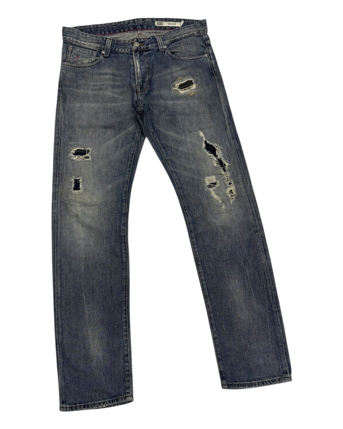Hysteric Glamour × JNCO × Tommy Hilfiger VINTAGE PATCHWORK DISTRESS TOMMY HILFIGER DENIM JEANS SLIM Size US 36 / EU 52 - 5 Thumbnail