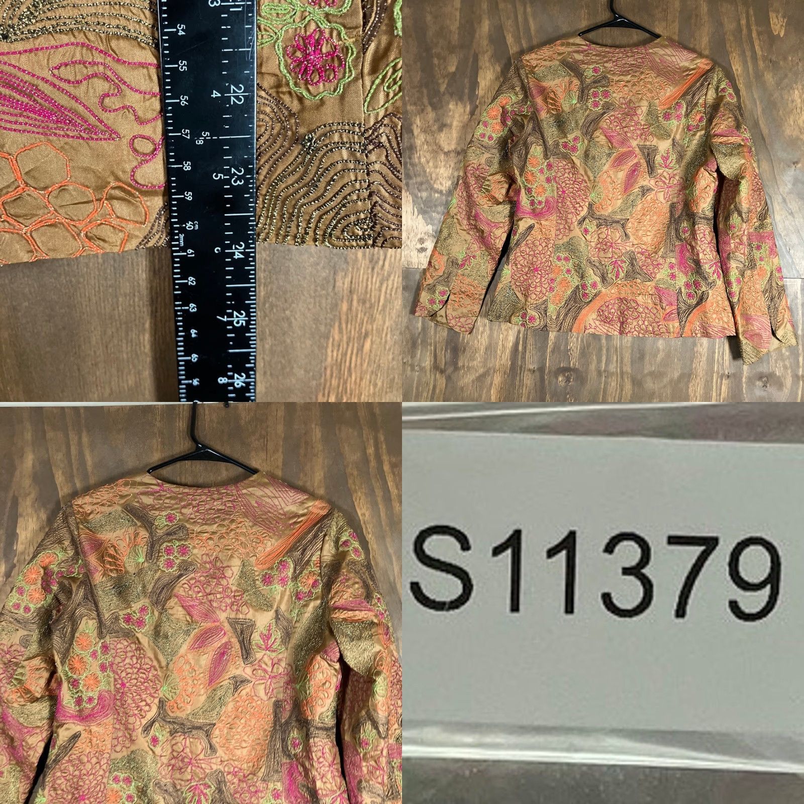 Vintage Chicos Jacket Orange Brown Floral Embroidered Hook & Eye Closure S Womens Mid-Length Regular Jacket Womens Size S / US 4 / IT 40 - 8 Thumbnail